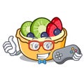 Gamer fruit tart mascot cartoon