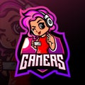 Gamer girl mascot. esport logo design