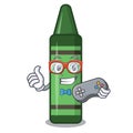 Gamer green crayon in the mascot shape