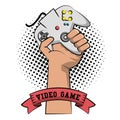 Gamer hand with gamepad