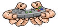 Gamer Hand Holding Video Gaming Game Controller