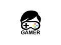 Gamer head hair console symbol vector logo design illustration on white background Royalty Free Stock Photo