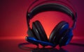 Gamer Headphones Dark Background and colorful Light.