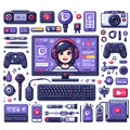 gamer icon set element streaming Royalty Free Stock Photo