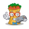 Gamer kebab wrap character cartoon Royalty Free Stock Photo