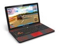 Gamer laptop with video game