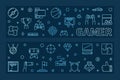 Gamer outline blue horizontal banners. Vector illustration Royalty Free Stock Photo