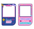 Gamer party photo booth props set. Printable gamer party illustration with handheld game console