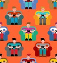 Gamer pattern seamless. Guy on chair and videogame. Boy and joys