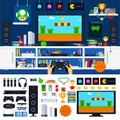 Gamer room interior with gadgets