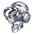 Gamer skull monochrome detailed emblem