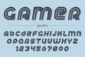 Gamer vector decorative italic font design, alphabet, typeface, Royalty Free Stock Photo