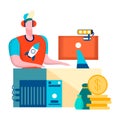 Gamer, Videogame Streamer Flat Vector Illustration Royalty Free Stock Photo