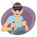 Gamer Wearing Virtual Reality Headset. Illustration for internet and mobile website