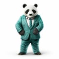 Gamercore Style: Photorealistic Rendering Of Friendly Panda Bear In Suit