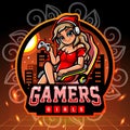 Gamers girl mascot. esport logo design