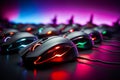 Gamers mastering precision aiming with RGB lit mouse Royalty Free Stock Photo