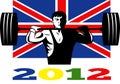 Games 2012 Weightlifting Retro British Flag Royalty Free Stock Photo