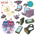 Games icons set, cartoon style Royalty Free Stock Photo