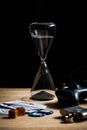 Games Night Staying in Background Hourglass Still Life Royalty Free Stock Photo