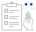 Task Management and Gamification Concept with Checklist and Game Controller Icons Royalty Free Stock Photo
