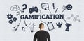 Gamification concept with word and gaming icons Royalty Free Stock Photo