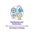 Gamification and geolocation concept icon