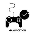 gamification icon, black vector sign with editable strokes, concept illustration