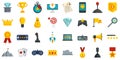 Gamification icons set flat vector isolated