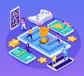 Gamification Isometric Composition Royalty Free Stock Photo