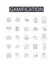 Gamification line icons collection. Skill-building, Puzzle-solving, Engagement strategy, Behavior modification