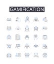 Gamification line icons collection. Skill-building, Puzzle-solving, Engagement strategy, Behavior modification