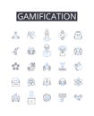 Gamification line icons collection. Encryption, Firewall, Malware, Hacking, Passwords, Phishing, Vulnerabilities vector