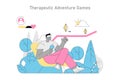 Gamification In Psychotherapy. Flat Vector Royalty Free Stock Photo