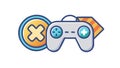 Gaming Achievement Medal Game Controller X Button Icon, vector design Generative AI Royalty Free Stock Photo