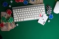 Gaming business. Internet betting services. Gambling on the site and winning money. Play poker online Royalty Free Stock Photo