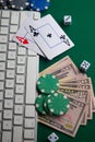 Gaming business. Internet betting services. Gambling on the site and winning money. Play poker online. Vertical frame Royalty Free Stock Photo