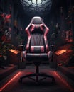 Gaming chair, comfortable leather red and black gaming chair, Generative AI Royalty Free Stock Photo