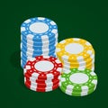 Gaming chips. Casino tokens. Vector Poker chips. 3d flat isometric vector illustration. Royalty Free Stock Photo