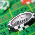 Gaming chips on the green cloth