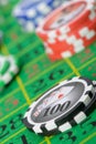 Gaming chips on the green cloth