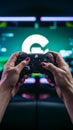 Gaming closeup Hands hold video game controller immersive experience