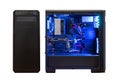 Gaming computer isolated. Modern computer case with components