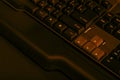 Gaming computer keyboard on a dark background. Up and down buttons on a computer keyboard Royalty Free Stock Photo