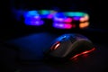 Gaming Mouse and RGB Led Lights Royalty Free Stock Photo