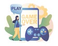 Gaming concept. People gamers playing online video game. Modern flat cartoon style. Vector illustration on white