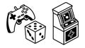 Gaming Console Arcade Machine and Dice Vector Set, vector design Generative AI Royalty Free Stock Photo