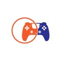 Game console vector logo design. Video games stick logo design template. Royalty Free Stock Photo