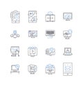 Gaming console line icons collection. PlayStation, Xbox, Nintendo, Controller, Console, Drive, Graphics vector and