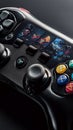 Gaming controller close-up showing buttons and screen with vibrant graphics and details Royalty Free Stock Photo